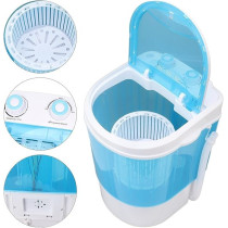 Yu Well Folding Washing Machine Mini Automatic Clothes Washing Machine Portable Lightweight Underwear Washer For Travel Camping Apartment Laundry, Blue, 4.5 Kg