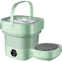 Yu Well Folding Washing Machine Mini Automatic Clothes Washing Machine Portable Lightweight Underwear Washer For Travel Camping Apartment Laundry, 8 Litre With Drain Basket, Green