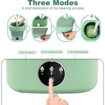 Yu Well Folding Washing Machine Mini Automatic Clothes Washing Machine Portable Lightweight Underwear Washer For Travel Camping Apartment Laundry, 8 Litre With Drain Basket, Green