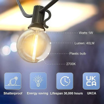 Yu Well Led String Lights Outdoor Mains Powered, Shatterproof Plastic Bulbs Waterproof Ip45 With 100 Led 1W Bulbs For Outside Garden, Porch, Backyard, Bistro, Party Decoration, Globe 4 Set, 30M