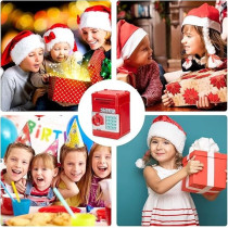 Yu Well Electronic Piggy Bank Toy For Kids Mini Atm With Password Protection, Automatic Paper Money Scroll Saving Box, Red