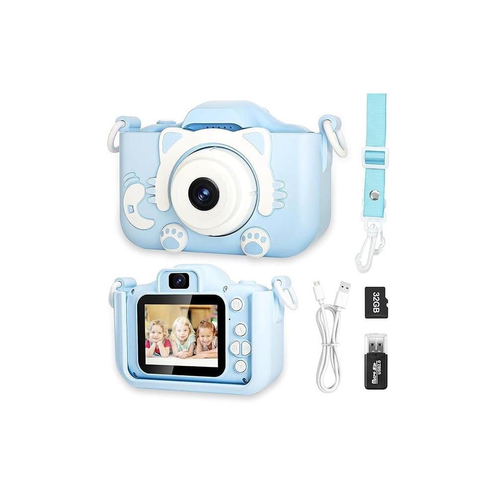 Yu Well Kids Camera, Toddler Camera For 3 4 5 6 7 8 Years Old, Hd Kids Digital Video Cameras, Children Selfie Camera Christmas Birthday Gifts For Girls Boys, 3-12, Blue, Model-1