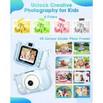 Yu Well Kids Camera, Toddler Camera For 3 4 5 6 7 8 Years Old, Hd Kids Digital Video Cameras, Children Selfie Camera Christmas Birthday Gifts For Girls Boys, 3-12, Blue, Model-1