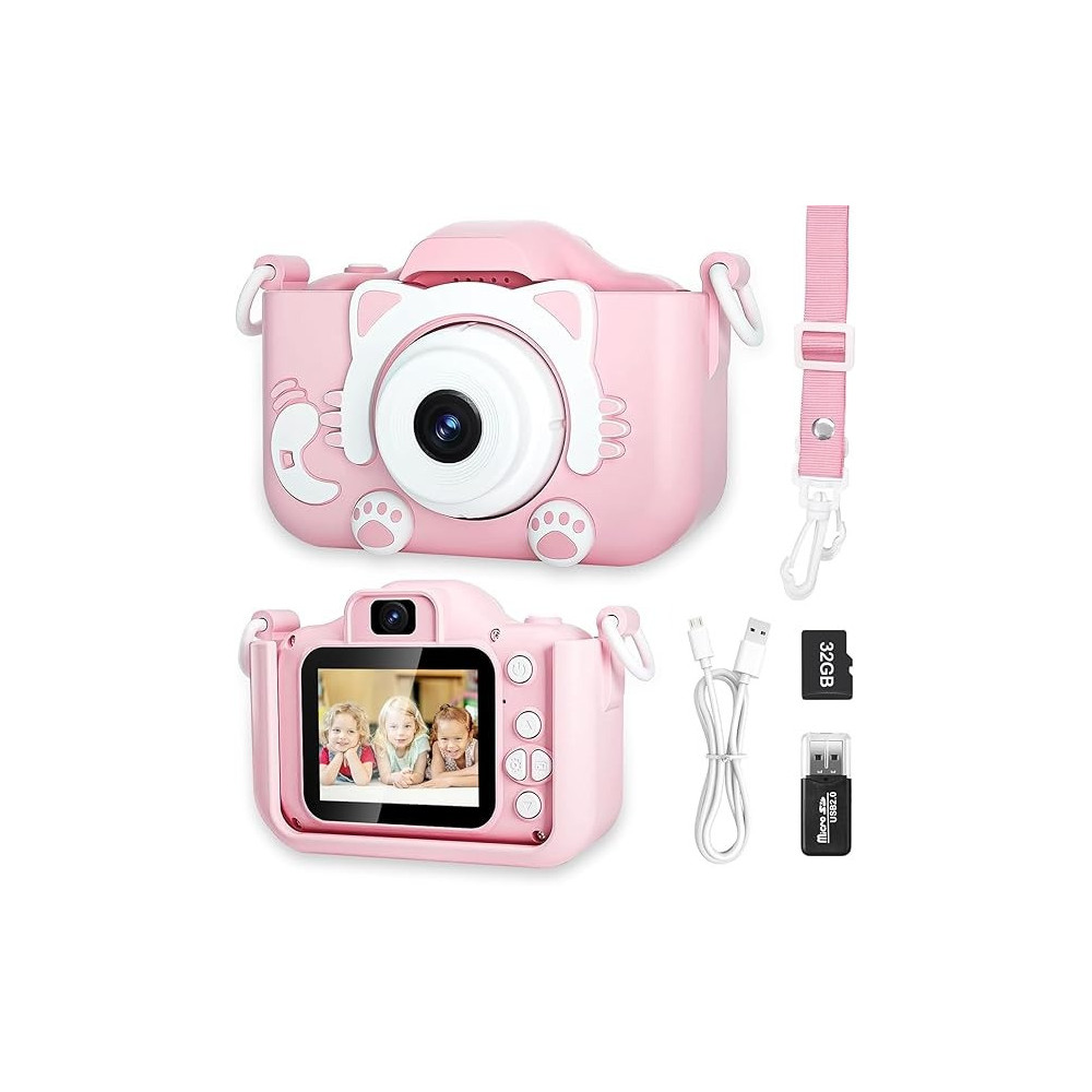 Yu Well Kids Camera, Toddler Camera For 3 4 5 6 7 8 Years Old, Hd Kids Digital Video Cameras, Children Selfie Camera Christmas Birthday Gifts For Girls Boys, 3-12, Pink, Model-1