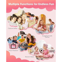 Yu Well Kids Camera, Toddler Camera For 3 4 5 6 7 8 Years Old, Hd Kids Digital Video Cameras, Children Selfie Camera Christmas Birthday Gifts For Girls Boys, 3-12, Pink, Model-1