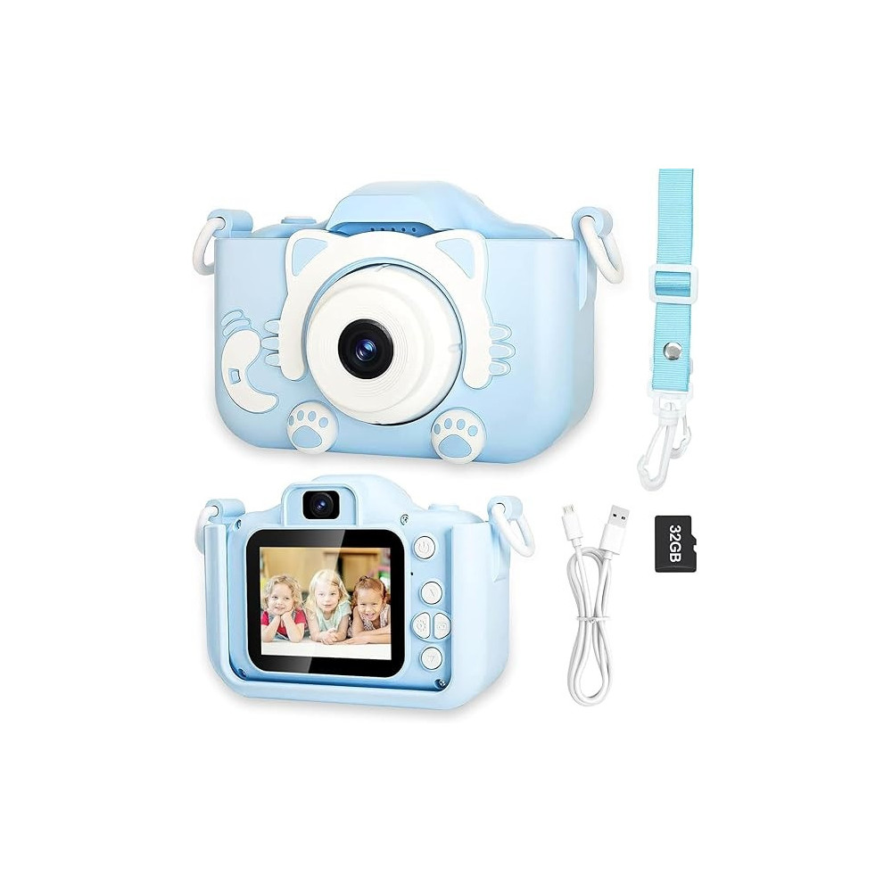 Yu Well Kids Camera, Toddler Camera For 3 4 5 6 7 8 Years Old, Hd Kids Digital Video Cameras, Children Selfie Camera Christmas Birthday Gifts For Girls Boys, 3-12, Blue, Model-2,