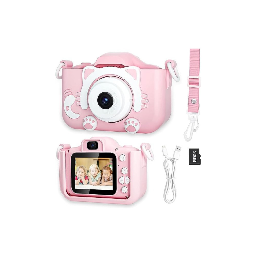Yu Well Kids Camera, Toddler Camera For 3 4 5 6 7 8 Years Old, Hd Kids Digital Video Cameras, Children Selfie Camera Christmas Birthday Gifts For Girls Boys, 3-12, Pink, Model-2