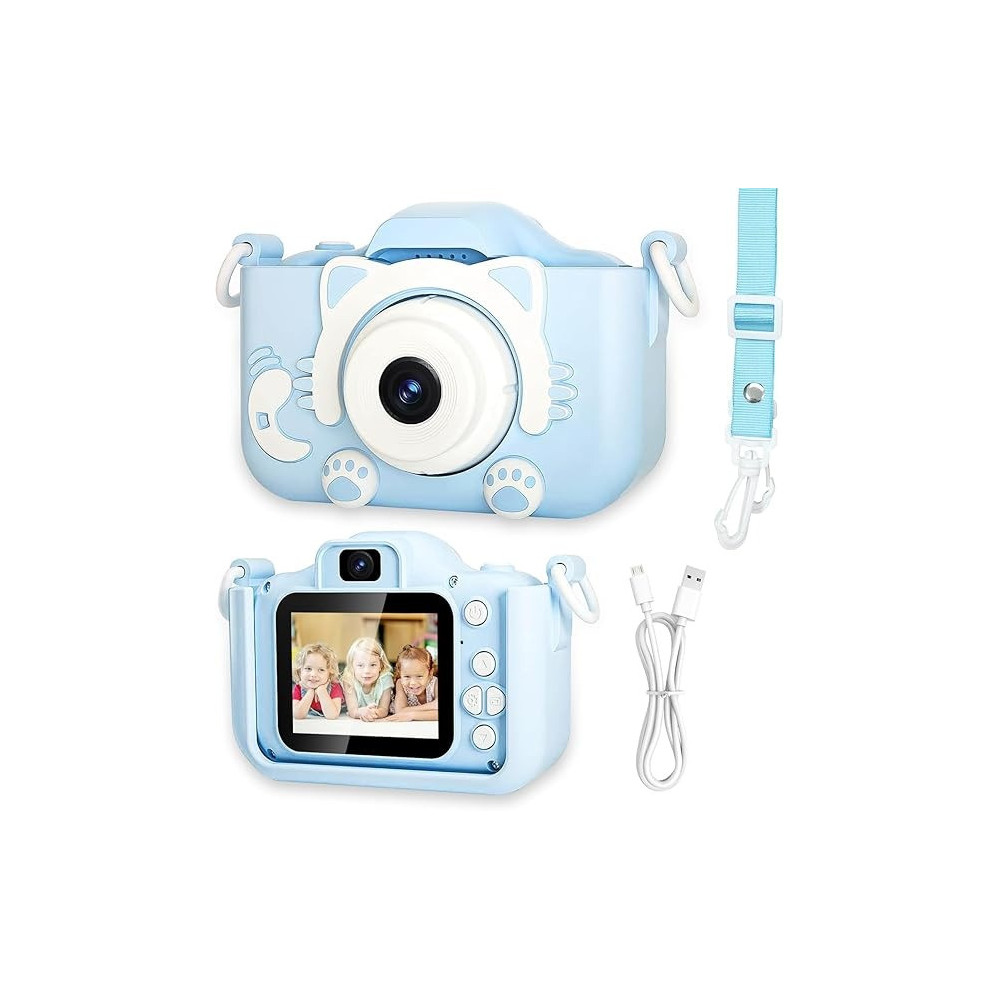 Yu Well Kids Camera, Toddler Camera For 3 4 5 6 7 8 Years Old, Hd Kids Digital Video Cameras, Children Selfie Camera Christmas Birthday Gifts For Girls Boys, 3-12, Blue, Model-3