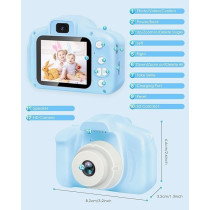 Yu Well Kids Camera, Toddler Camera For 3 4 5 6 7 8 Years Old, Hd Kids Digital Video Cameras, Children Selfie Camera Christmas Birthday Gifts For Girls Boys, 3-12, Blue, Model-3