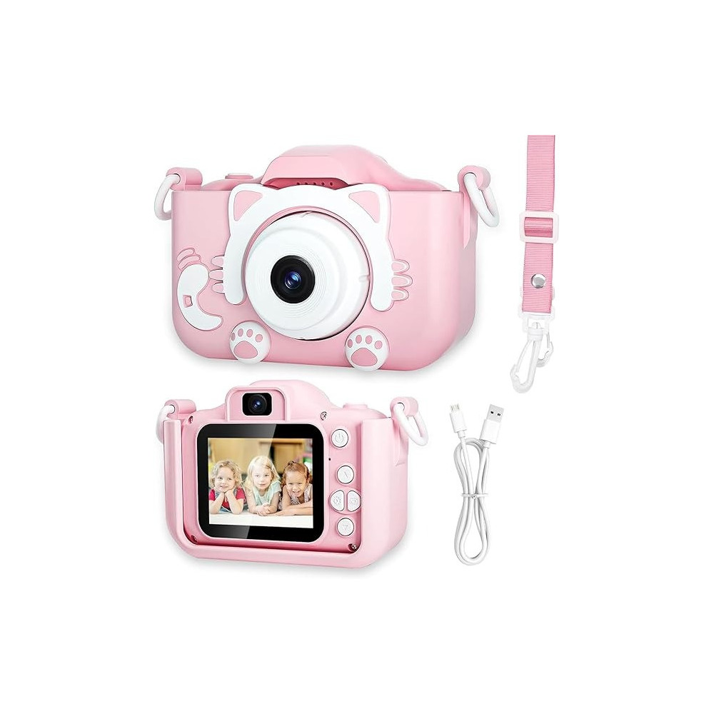 Yu Well Kids Camera, Toddler Camera For 3 4 5 6 7 8 Years Old, Hd Kids Digital Video Cameras, Children Selfie Camera Christmas Birthday Gifts For Girls Boys, 3-12, Pink, Model-3