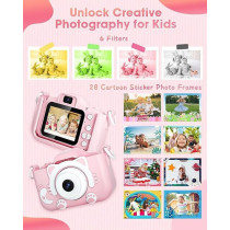 Yu Well Kids Camera, Toddler Camera For 3 4 5 6 7 8 Years Old, Hd Kids Digital Video Cameras, Children Selfie Camera Christmas Birthday Gifts For Girls Boys, 3-12, Pink, Model-3