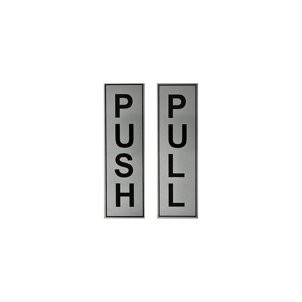 Yu Well Push Pull Metal Sign Stickers Self Adhesive Push And Pull Signage Board For Glass Wooden Doors, Office, Hospital, Mall Gate Sticker