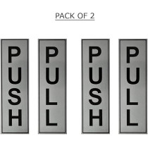 Yu Well Push Pull Metal Sign Stickers Self Adhesive Push & Pull Signage Board For Glass Wooden Doors, Office, Hospital, Mall Gate Sticker, Pack Of 2