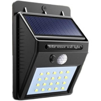 Yu Well 20 Led Solar Pir Motion Sensor Outdoor Night Wall Lamp, 10 x 10 x 10Cm, Black/White, 14355, Pack Of 1