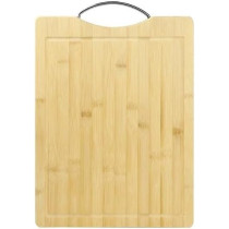 Yu Well Bamboo Cutting Board With Stainless Steel Handle, Chopping Board With Grooves For Meat, Veg, Fruit Cutting In Kitchen, Home, 1 Pc, 50 x 35Cm