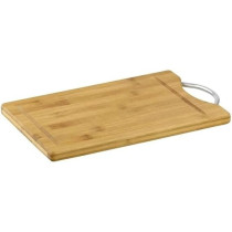 Yu Well Bamboo Cutting Board With Stainless Steel Handle, Chopping Board With Grooves For Meat, Veg, Fruit Cutting In Kitchen, Home, 1 Pc, 50 x 35Cm