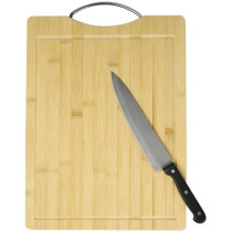 Yu Well Bamboo Cutting Board With Stainless Steel Handle, Chopping Board With Grooves For Meat, Veg, Fruit Cutting In Kitchen, Home, 1 Pc, 50 x 35Cm
