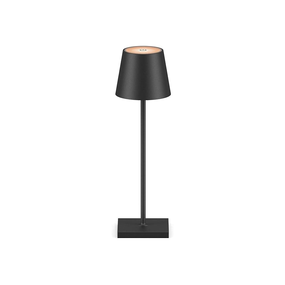 Yu Well Led Cordless Table Lamp, Rechargeable Powered Touch Control Bedside Lamp, Brightness Adjustable Ip54 Waterproof Desk Lamp For Bedroom, Dining Room, Black