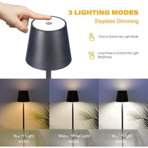 Yu Well Led Cordless Table Lamp, Rechargeable Powered Touch Control Bedside Lamp, Brightness Adjustable Ip54 Waterproof Desk Lamp For Bedroom, Dining Room, Black