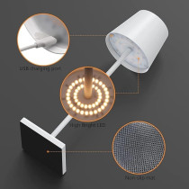 Yu Well Led Cordless Table Lamp, Rechargeable Powered Touch Control Bedside Lamp, Brightness Adjustable Ip54 Waterproof Desk Lamp For Bedroom, Dining Room, Black