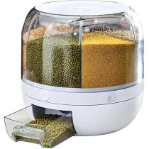 Yu Well Food Dispenser, 13L Dry Food Dispenser, Grain Cereal Dispenser Countertop For Kitchen, White, 13 Liters