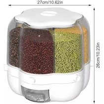 Yu Well Dual Food Dispenser, 6 Grid Dry Food Dispenser,Grain Cereal Dispenser Countertop For Kitchen, White, 6.5Kg