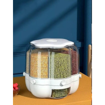 Yu Well Dual Food Dispenser, 6 Grid Dry Food Dispenser,Grain Cereal Dispenser Countertop For Kitchen, White, 6.5Kg