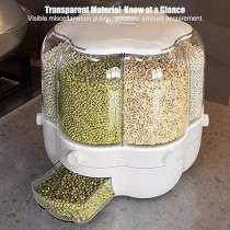 Yu Well Dual Food Dispenser, 6 Grid Dry Food Dispenser,Grain Cereal Dispenser Countertop For Kitchen, White, 6.5Kg