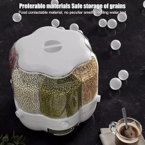 Yu Well Dual Food Dispenser, 6 Grid Dry Food Dispenser,Grain Cereal Dispenser Countertop For Kitchen, White, 6.5Kg