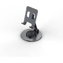 Yu Well Mobile Phone Tablet Stand, Multi-Segment Adjustable Swivel Desktop Stand With 3-Segment Regulation 360 Degree Swivel Base Desktop Stand With Reserved Charging Port, Black, 1Pcs