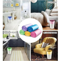 Yu Well 7 Roll/140Pcs Plastic Disposable Garbage Bags For Office, Kitchen, Bedroom Waste, Colorful Portable Rubbish Bags, Wastebasket Bags, Mix Color, 46X63Cm