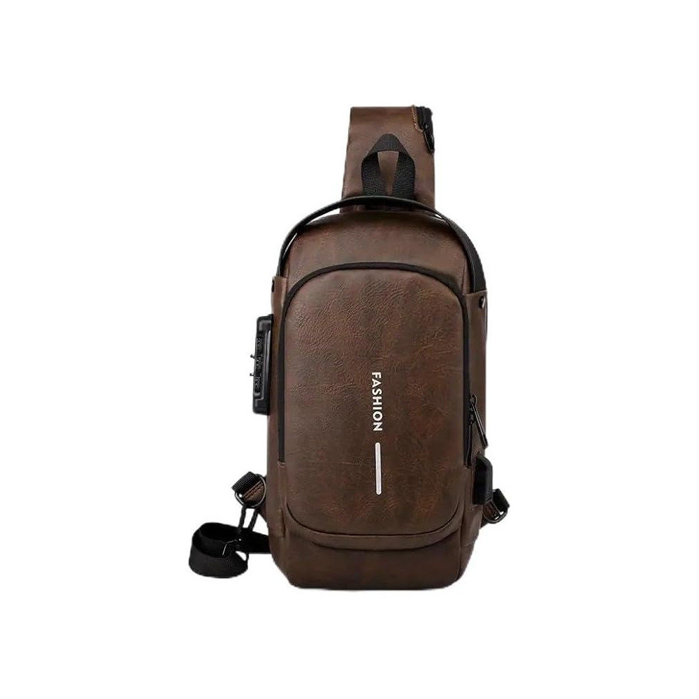 Yu Well Multifunctional Anti-Theft Cross Body Sling Bag With Usb Charging Waterproof Backpack For Travel, Work, School, Business, Brown