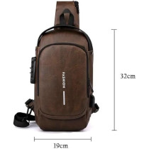 Yu Well Multifunctional Anti-Theft Cross Body Sling Bag With Usb Charging Waterproof Backpack For Travel, Work, School, Business, Brown