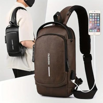 Yu Well Multifunctional Anti-Theft Cross Body Sling Bag With Usb Charging Waterproof Backpack For Travel, Work, School, Business, Brown