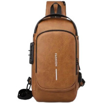 Yu Well Multifunctional Anti-Theft Cross Body Sling Bag With Usb Charging Waterproof Backpack For Travel, Work, School, Business, Tan