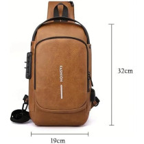 Yu Well Multifunctional Anti-Theft Cross Body Sling Bag With Usb Charging Waterproof Backpack For Travel, Work, School, Business, Tan