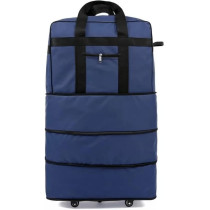Yu Well Expandable Rolling Duffle Bag, Luggage Foldable Suitcase, Wheeled, Blue, Large/3 Layer