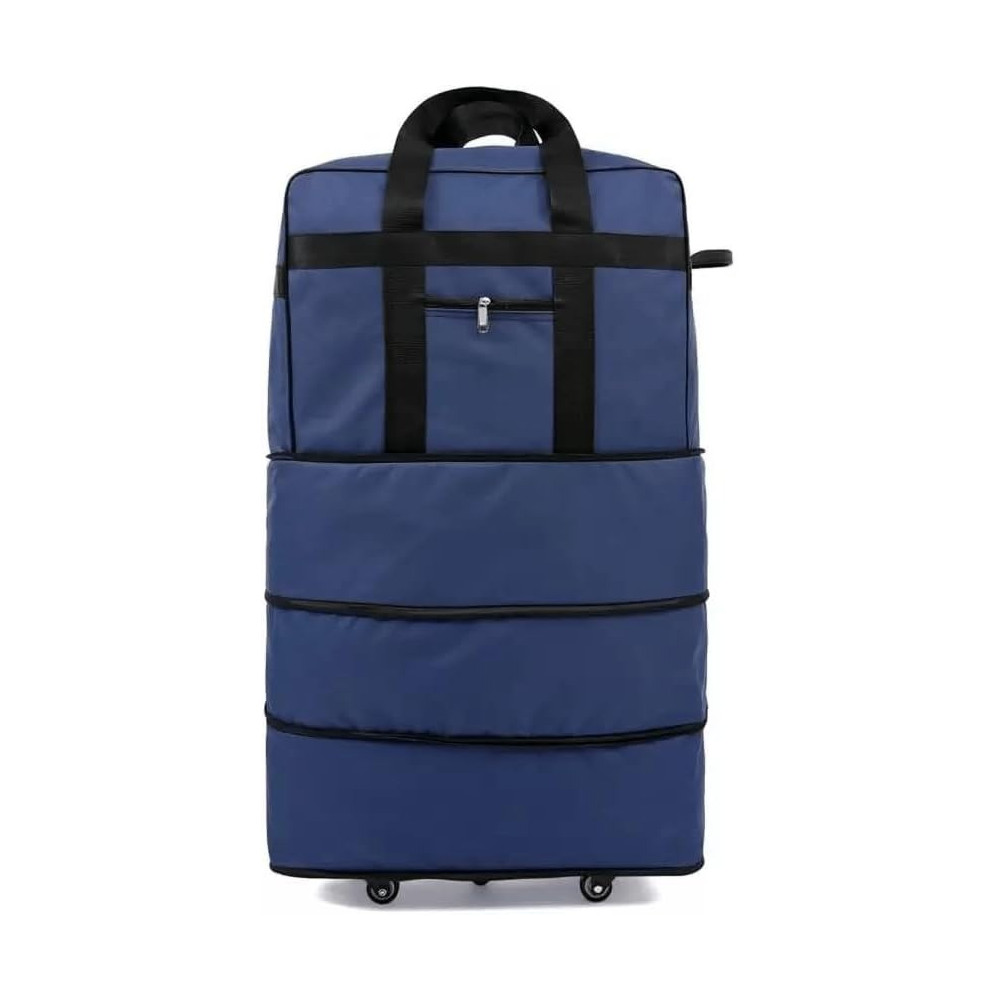 Yu Well Expandable Rolling Duffle Bag, Luggage Foldable Suitcase, Wheeled, Blue, Large/3 Layer