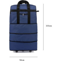 Yu Well Expandable Rolling Duffle Bag, Luggage Foldable Suitcase, Wheeled, Blue, Large/3 Layer