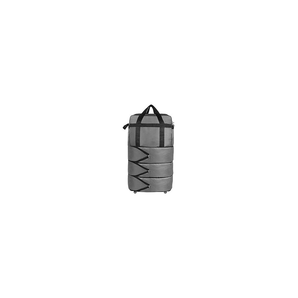 Yu Well Expandable Rolling Duffle Bag, Luggage Foldable Suitcase, Wheeled, Grey, Large/3 Layer