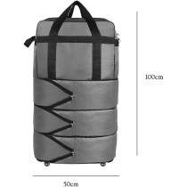Yu Well Expandable Rolling Duffle Bag, Luggage Foldable Suitcase, Wheeled, Grey, Large/3 Layer