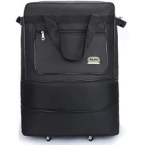 Yu Well Expandable Rolling Duffle Bag, Luggage Foldable Suitcase, Wheeled, Black, Large/2 Layer