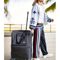 Yu Well Expandable Rolling Duffle Bag, Luggage Foldable Suitcase, Wheeled, Black, Large/2 Layer