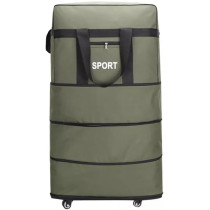 Yu Well Expandable Rolling Duffle Bag, Luggage Foldable Suitcase, Wheeled, Green, Large/3 Layer