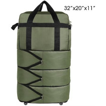Yu Well Expandable Rolling Duffle Bag, Luggage Foldable Suitcase, Wheeled, Green, Large/3 Layer