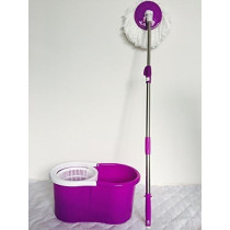Yu Well Easy Mop 360 With Extended Easy Press Handle And Microfiber Mop Head, Bucket With Easy Wring Dryer Basket For Home Kitchen Floor Cleaning, Purple