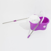Yu Well Easy Mop 360 With Extended Easy Press Handle And Microfiber Mop Head, Bucket With Easy Wring Dryer Basket For Home Kitchen Floor Cleaning, Purple