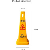 Yu Well 4 Sides View Caution Wet Floor Safety Cone Highly Visible Yellow Wet Floor Sign For Safety, Easily Noticable Floor Sign, Pack Of 2