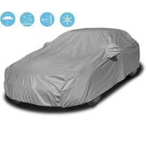 Yu Well Car Cover With Mirror Pocket For All Weather Waterproof Windproof Dustproof Uv Protection Scratch, Resistant Universal Full Cover, Large, 482X175X119Cm, Grey