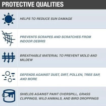 Yu Well Car Cover With Mirror Pocket For All Weather Waterproof Windproof Dustproof Uv Protection Scratch, Resistant Universal Full Cover, Large, 482X175X119Cm, Grey